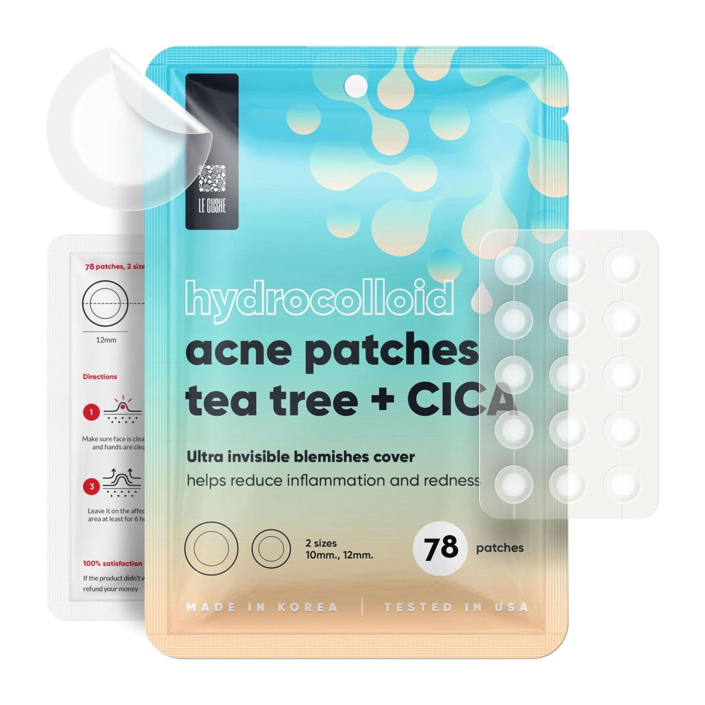 Le Gushe Hydrocolloid Acne Tea Tree and Cica Pimple Patch - 78 Patches